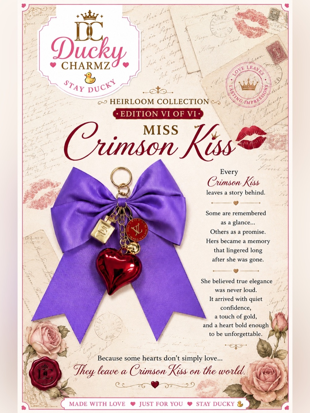 Ducky Charmz | 𝐌𝐈𝐒𝐒 𝐂𝐑𝐈𝐌𝐒𝐎𝐍 𝐊𝐈𝐒𝐒 | One-of-a-Kind HEIRLOOM COLLECTION